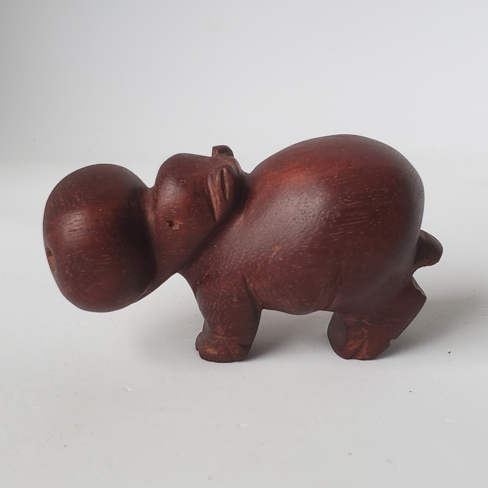 Handcrafted Wooden Hippopotamus Figurine
